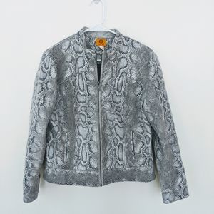 Ruby Rd. Gray Python Zip Front Jacket Size 12